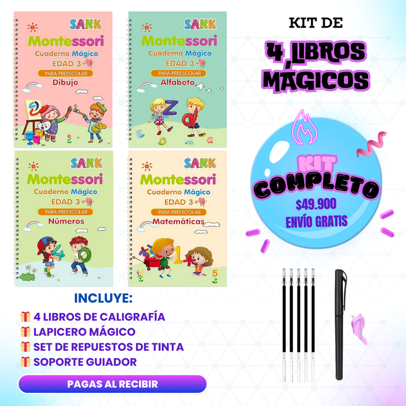 KIT DE 4 CUADERNOS REUTILIZABLES 20 Reseñas