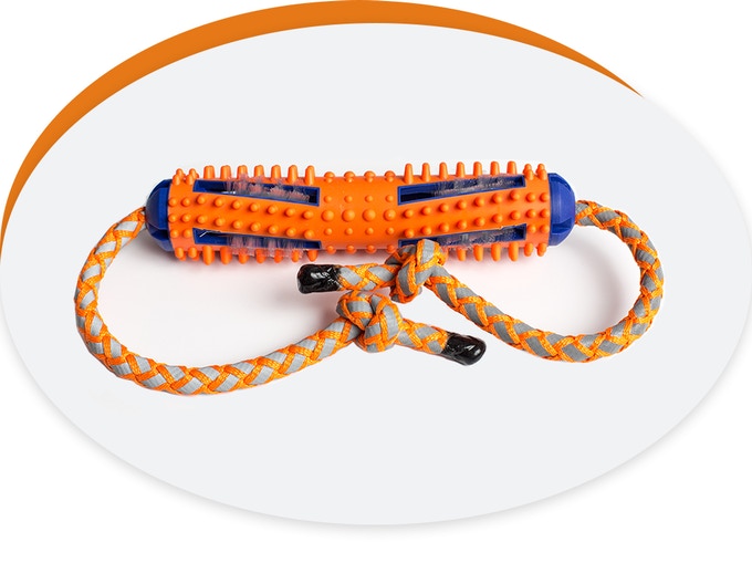 juguete para perros tug and brush limpiador de dientes