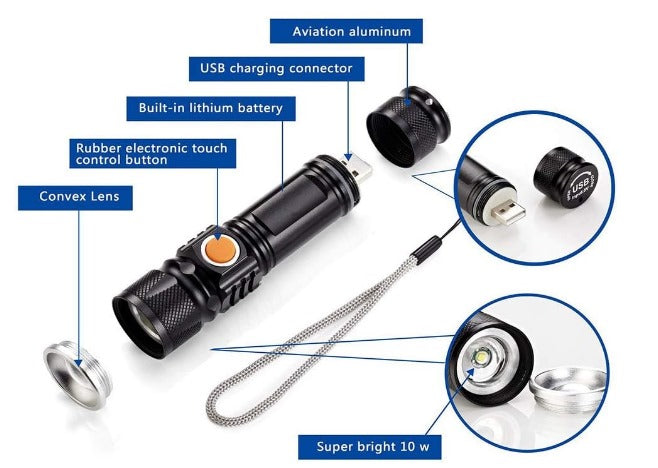 linterna usb recargable